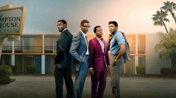 Kingsley Ben-Adir as Malcolm X, Eli Goree as Cassius Clay, Aldis Hodge as Jim Brown, and Leslie Odom Jr. as Sam Cooke in One Night in Miami