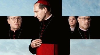  Promotional poster for the film Conclave. From left to right: John Lithgow as Cardinal Tremblay, Ralph Fiennes as Cardinal Lawrence, Isabella Rossellini as Sister Agnes, and Stanley Tucci as Cardinal Bellini