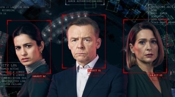 The Undeclared War TV series poster showing cyber-security analysts under digital surveillance amid hacking, intelligence and cyber warfare graphics.