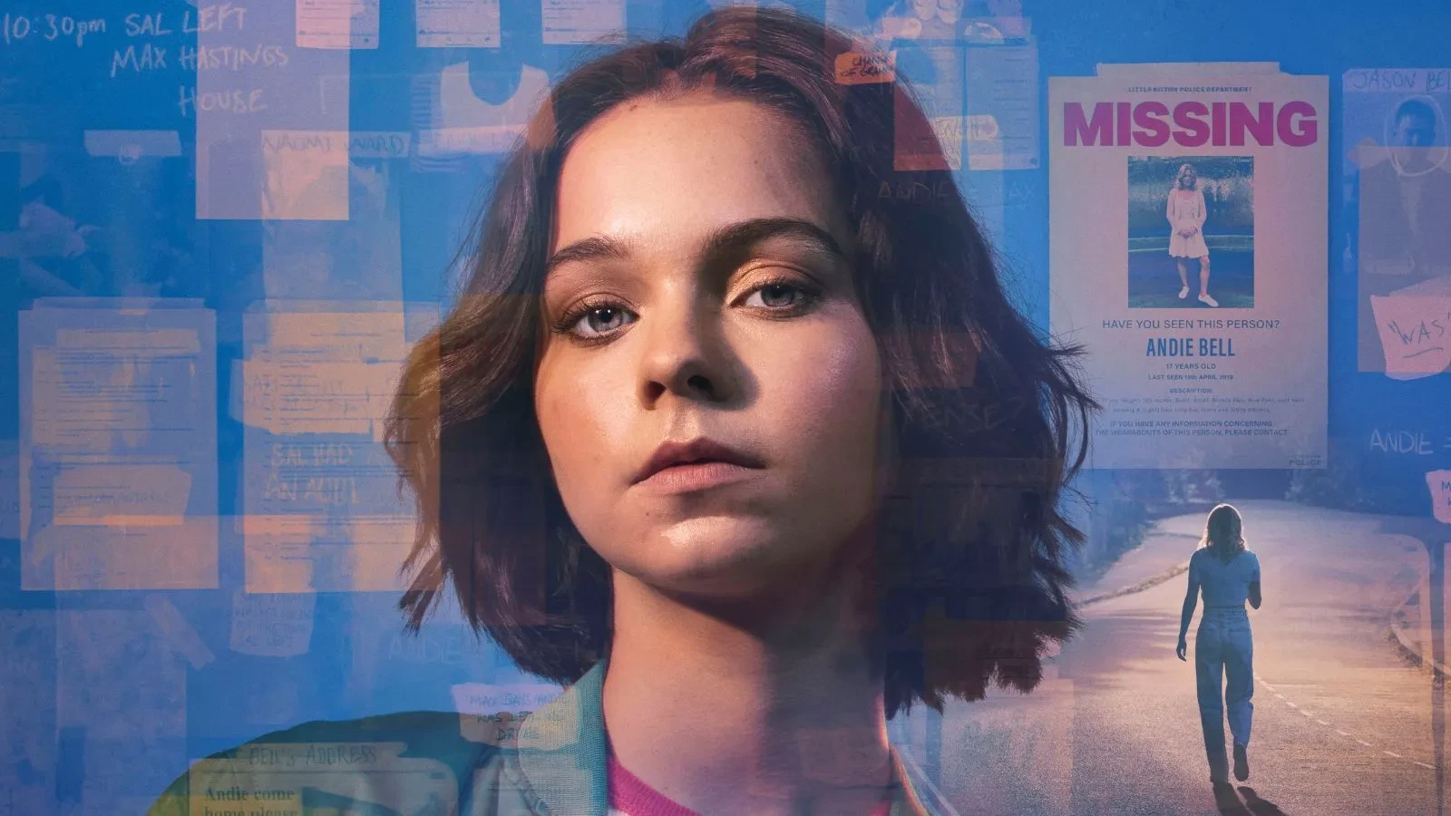  Promotional image for the TV series A Good Girl's Guide to Murder. Emma Myers as Pip Fitz-Amobi is featured in a close-up portrait with a serious, determined expression