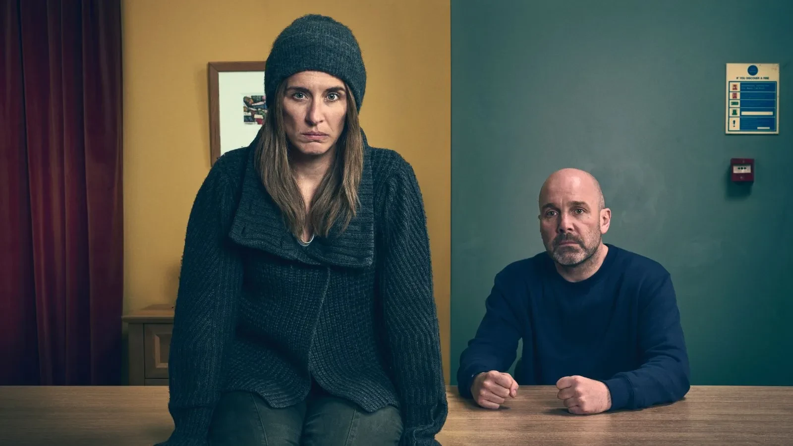 Promotional image for Without Sin, showing Vicky McClure as Stella Tomlinson and Johnny Harris as Charles Stone