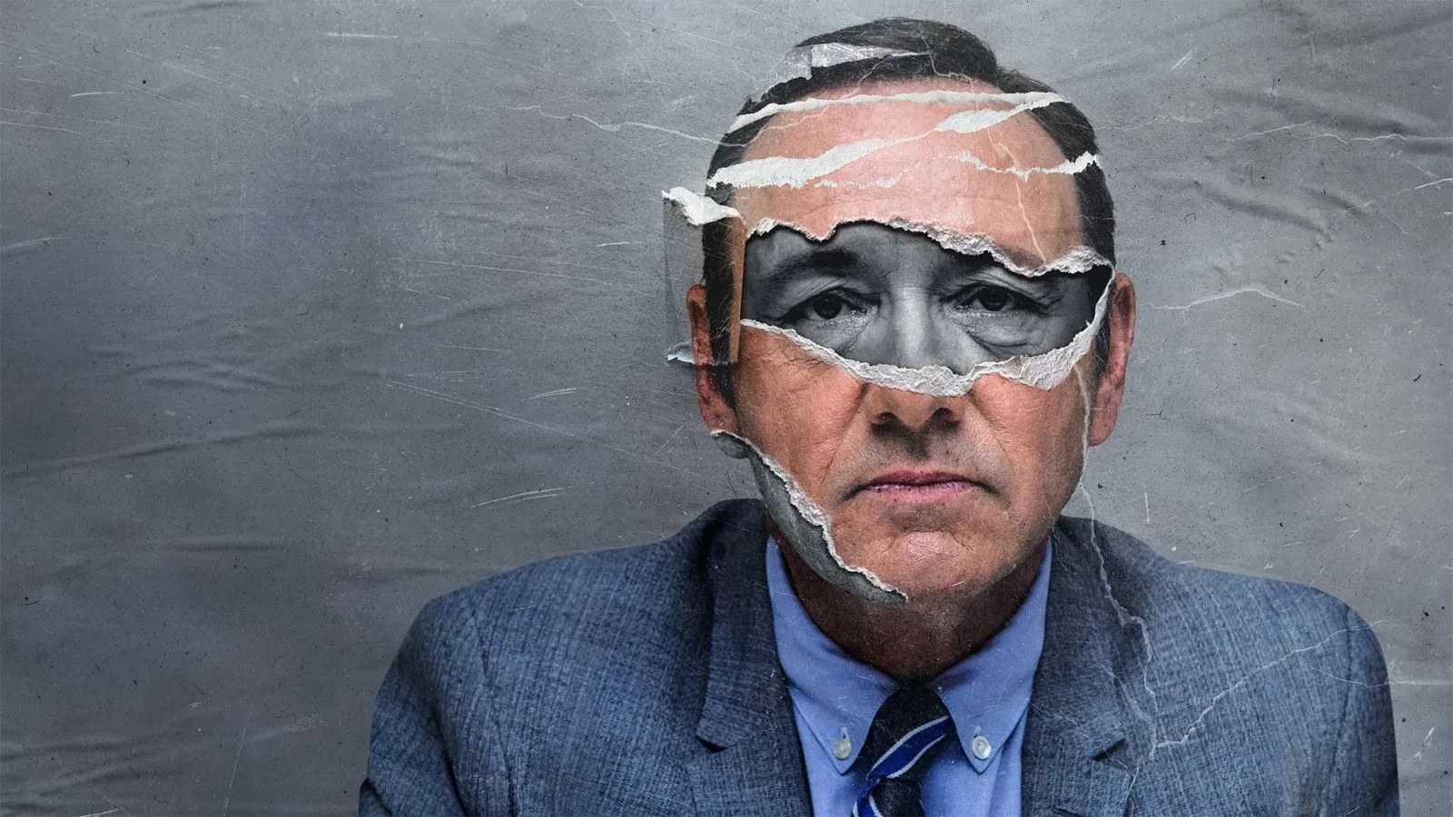Promotional image for Unmasked. Image shows actor Kevin Spacey with his eyes greyed out