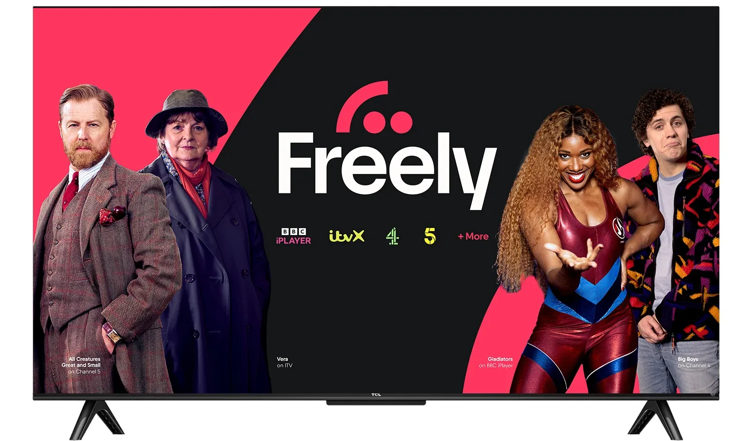  This image highlights the Freely service integrated into TCL PF650K TV