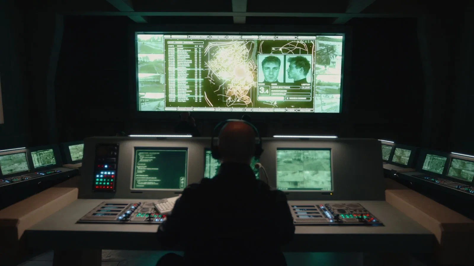 A person sat at a big computer monitor 