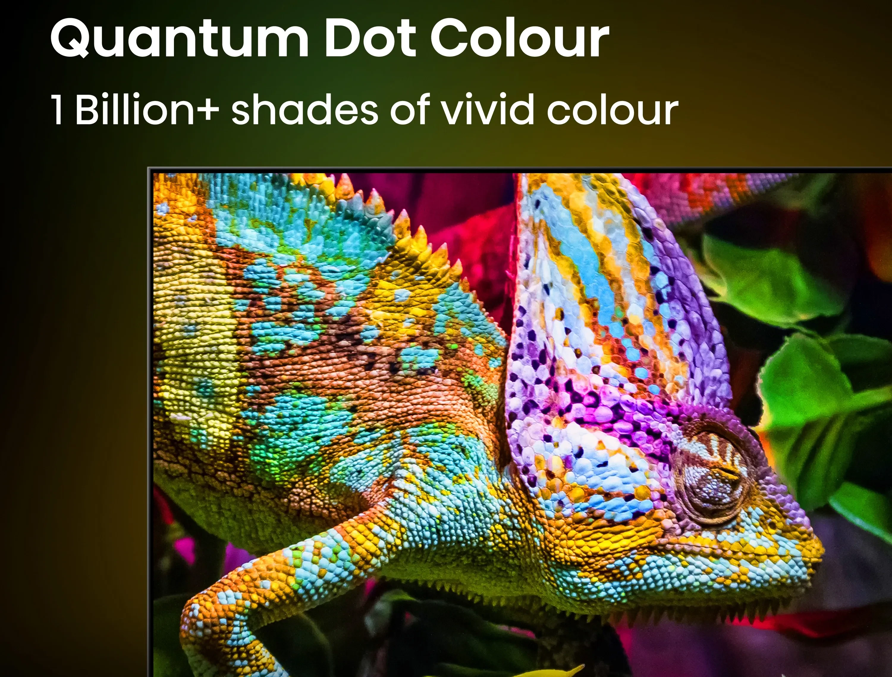 Promotional image for the TCL T6C series QLED TV, showcasing its advanced color technology. The image highlights the feature "Vivid colour. 1 Billion shades" with the sub-heading "Quantum Dot Colour"