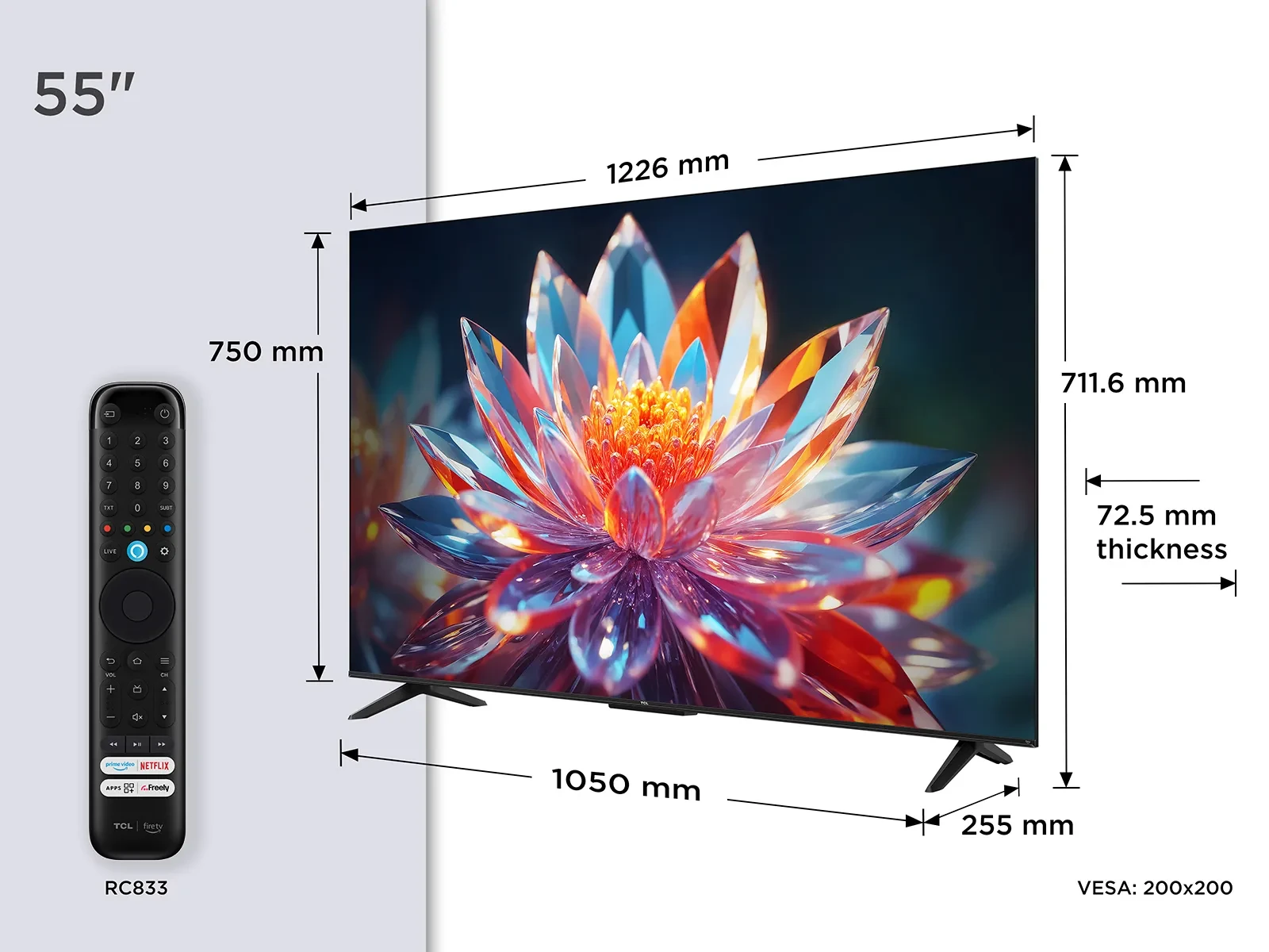TCL TC6 size_remote