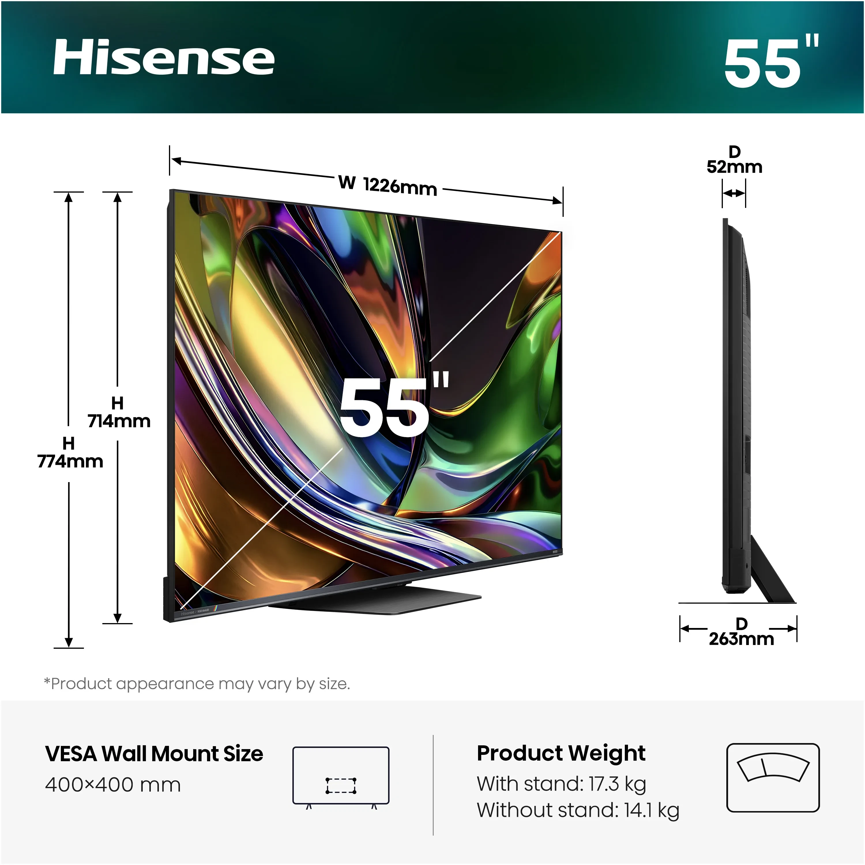 Hisense UR8 55 size