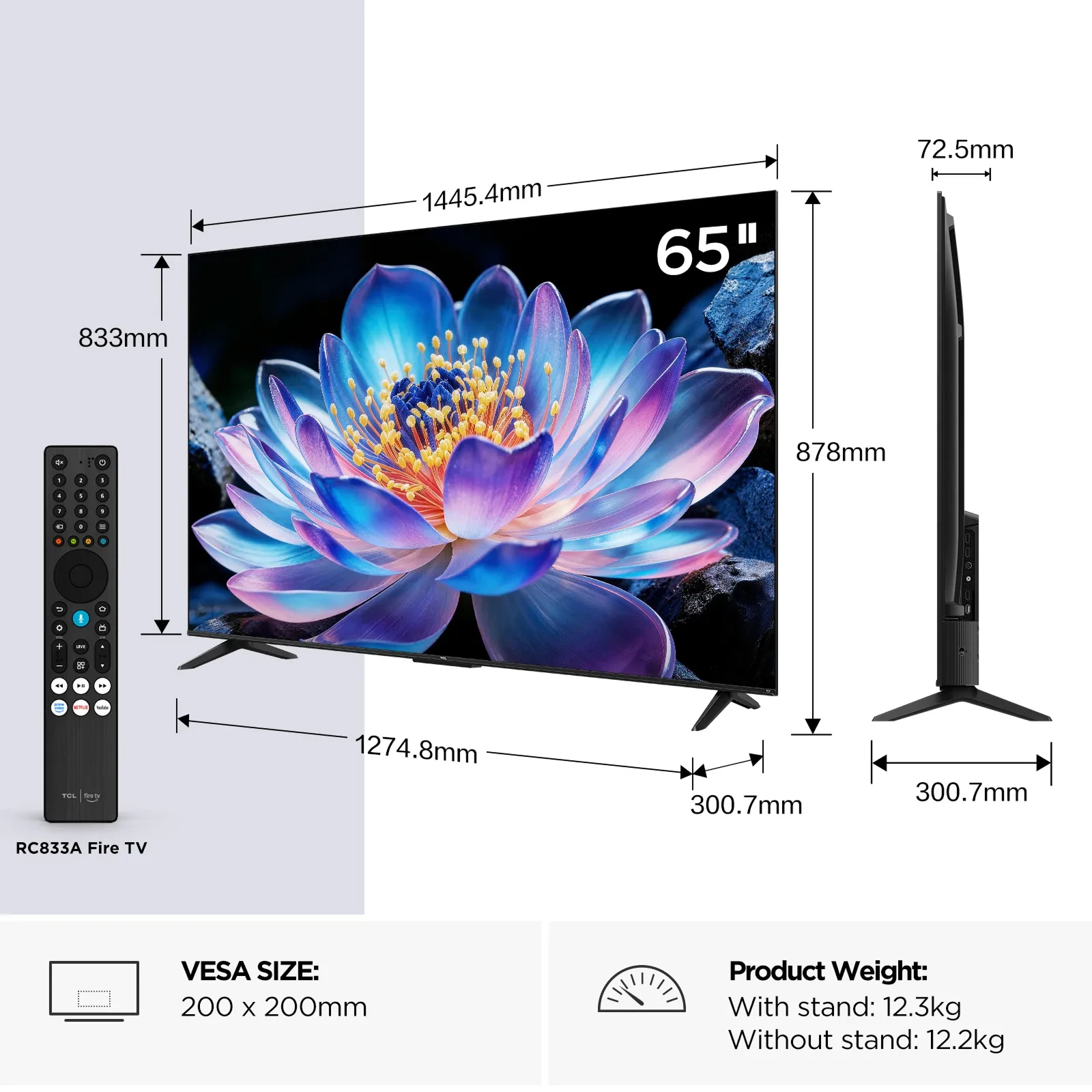 TCL 65V6D side size