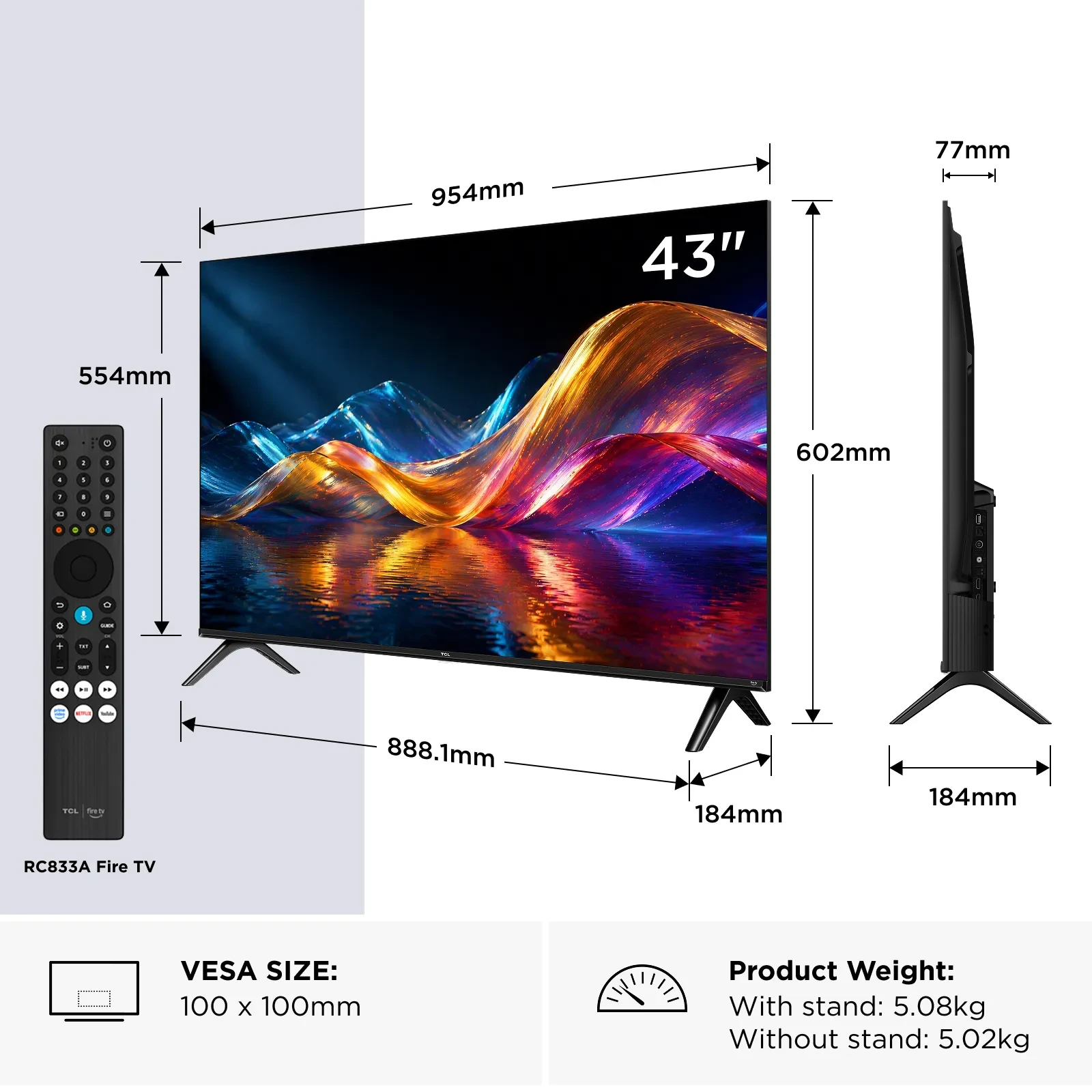 TCL 32_43 V5D side size