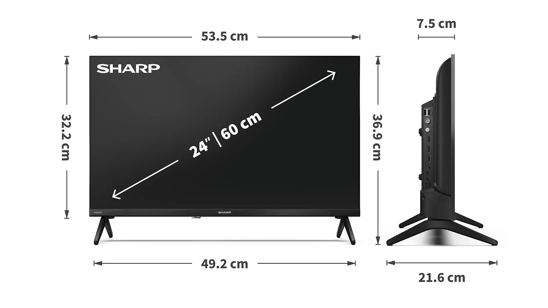 Sharp 24HE2245K side size
