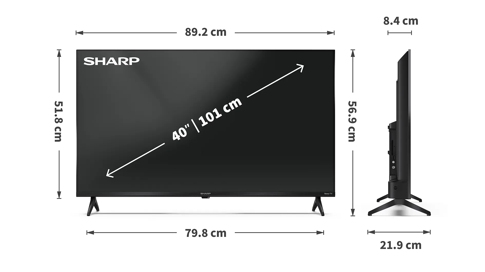 Sharp 40HD2225K side size