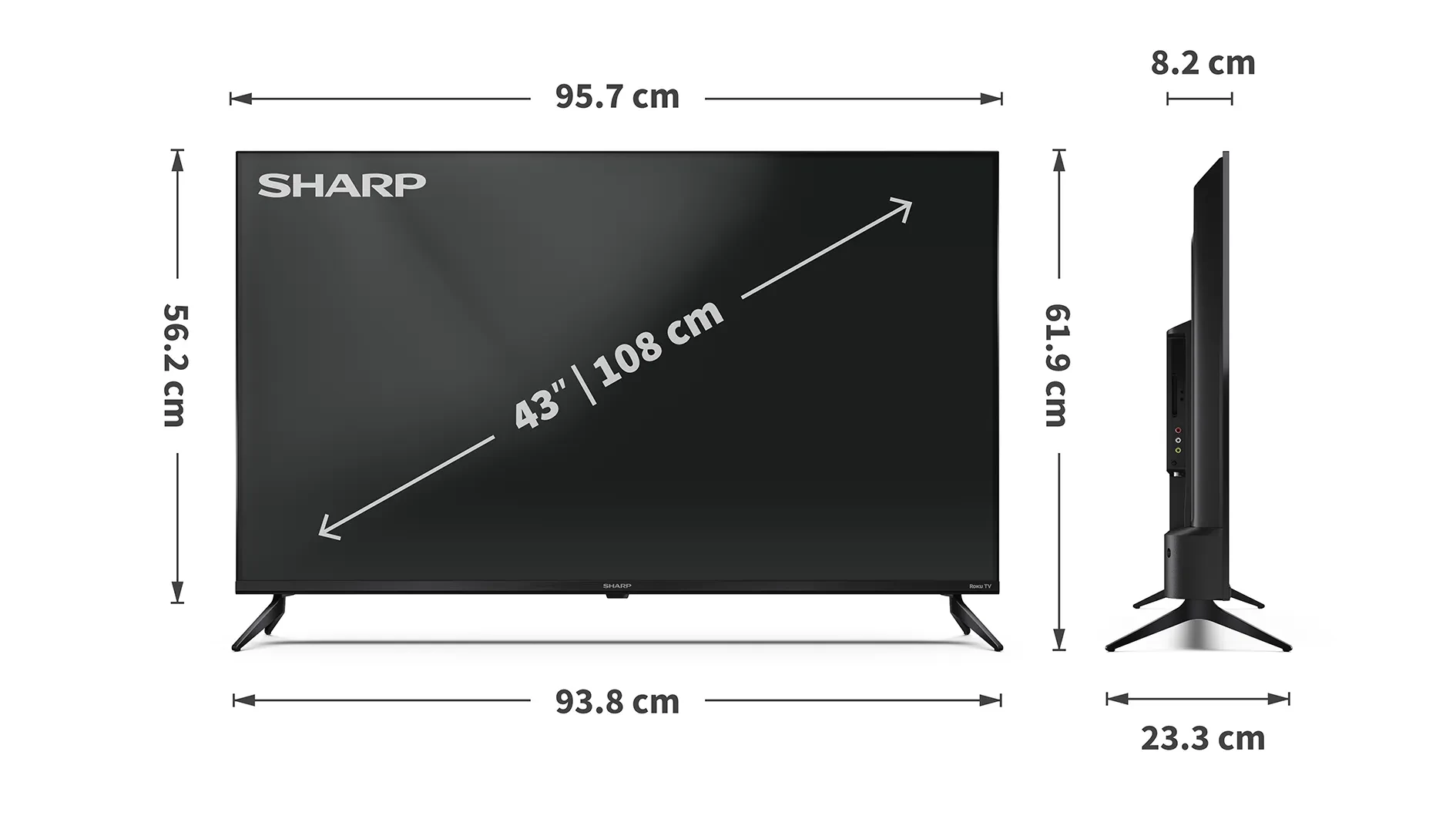 Sharp 43HJ4225K side size
