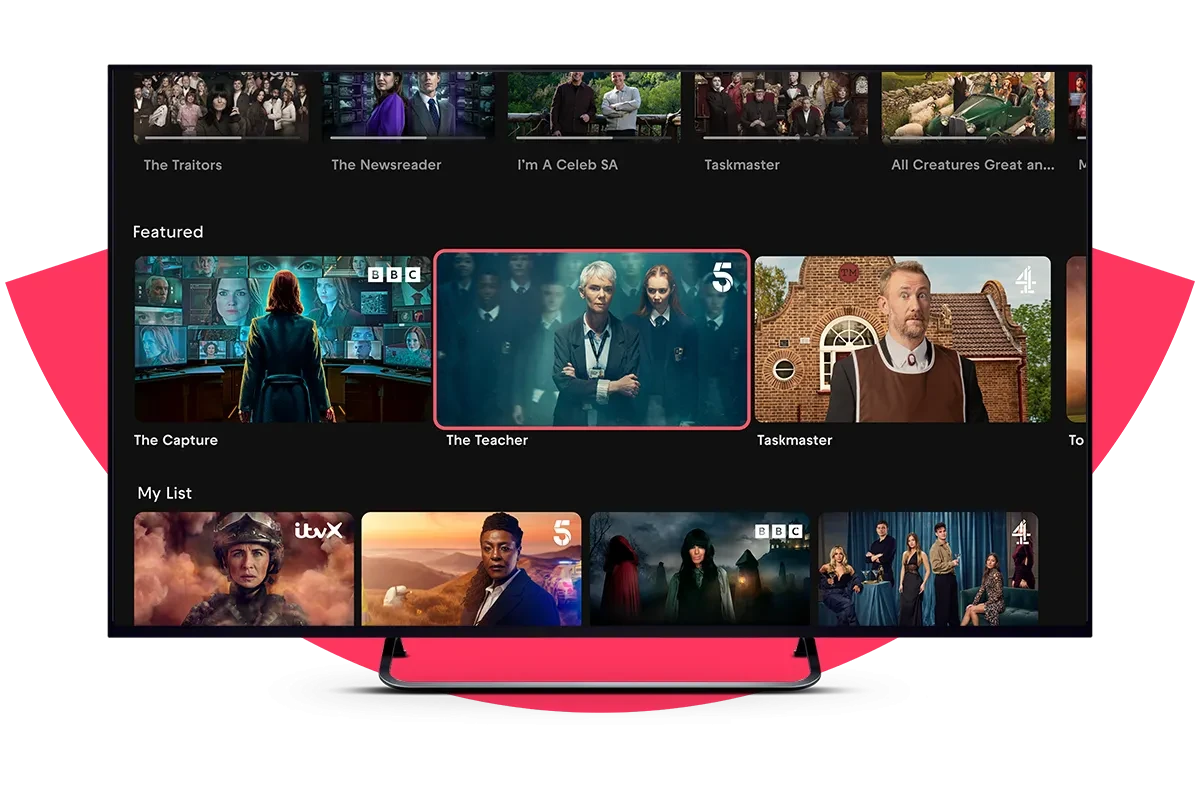 Freely user interface on television shows highlighted show The Teacher featuring Victoria Hamilton