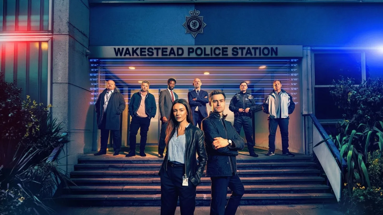 Douglas Booth and Michelle Keegan stood out "Wakestead Police Station" in the tv show The Blame