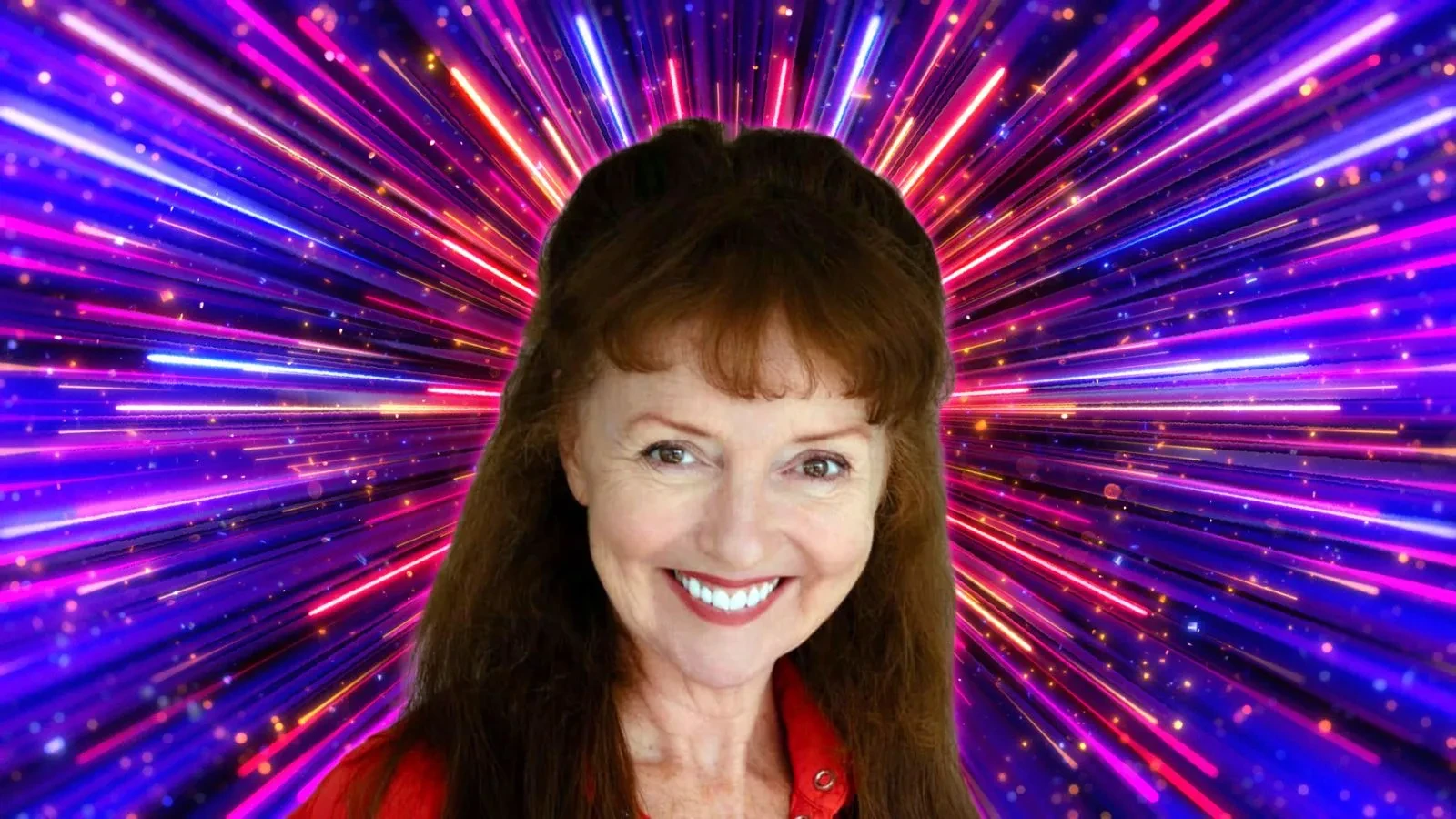 Melanie Walters against a colourful background as promotional material for Strictly Come Dancing
