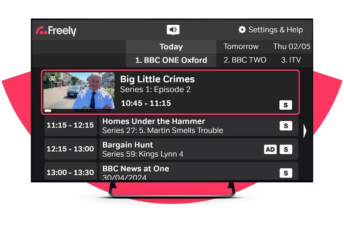 Freely's Accessible TV Guide UI