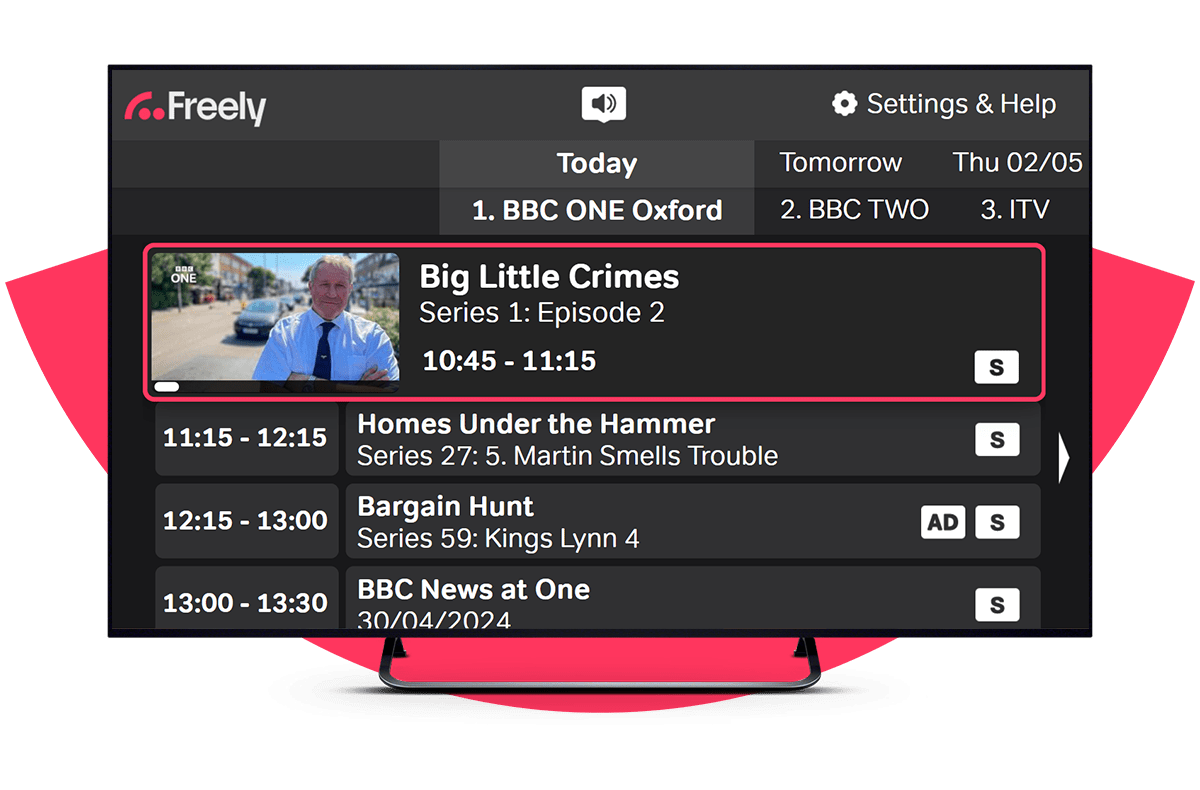 Freely's Accessible TV Guide UI