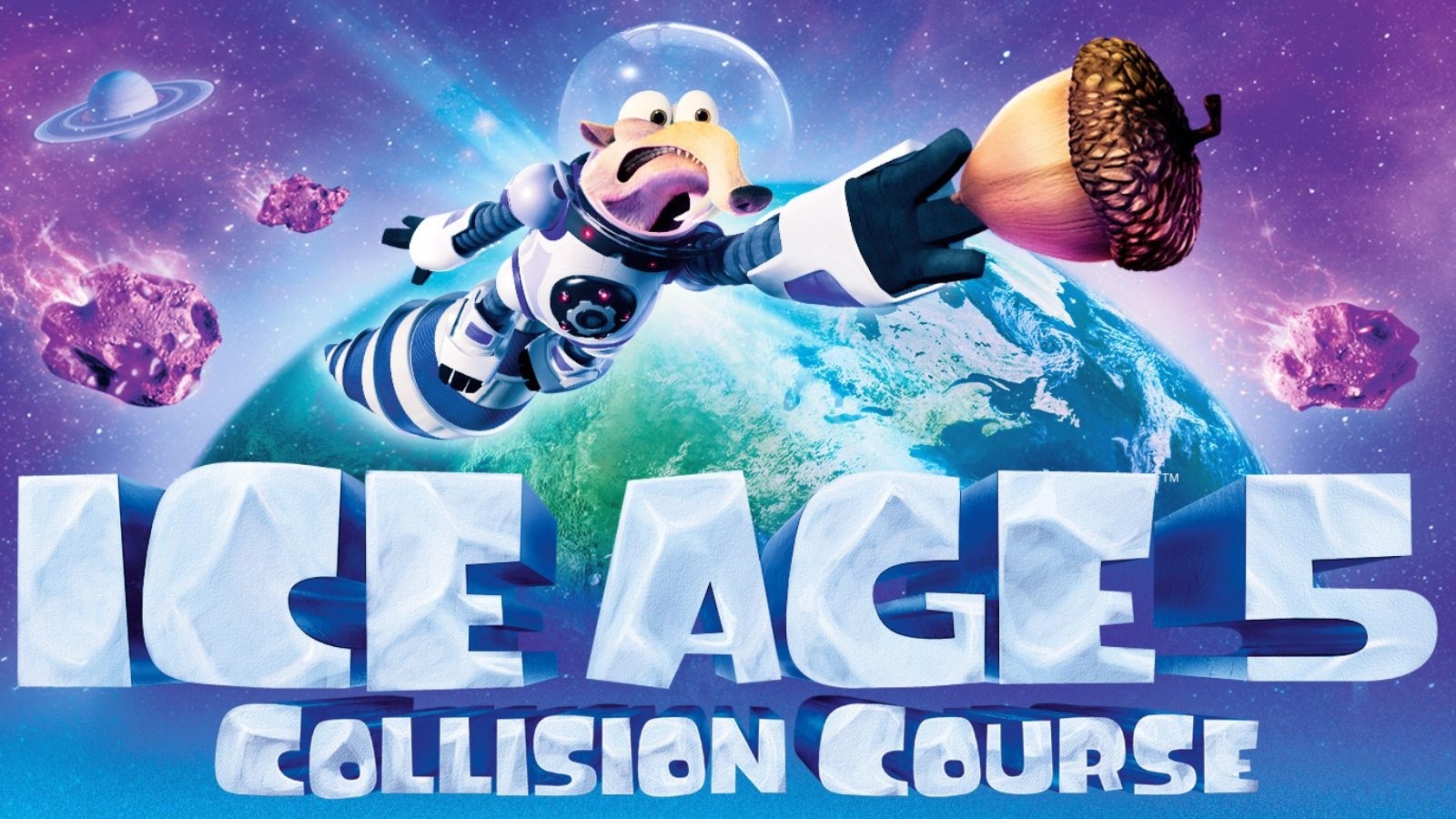 Ice Age: Collision Course key art, Scrat in space reaching for an acorn