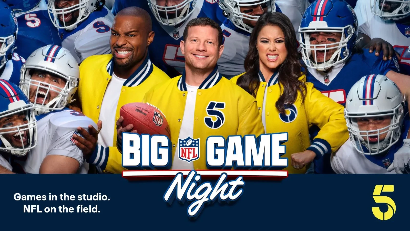 Dermot O'Leary, Sam Quek and Osi Umenyiora in Big Game Night
