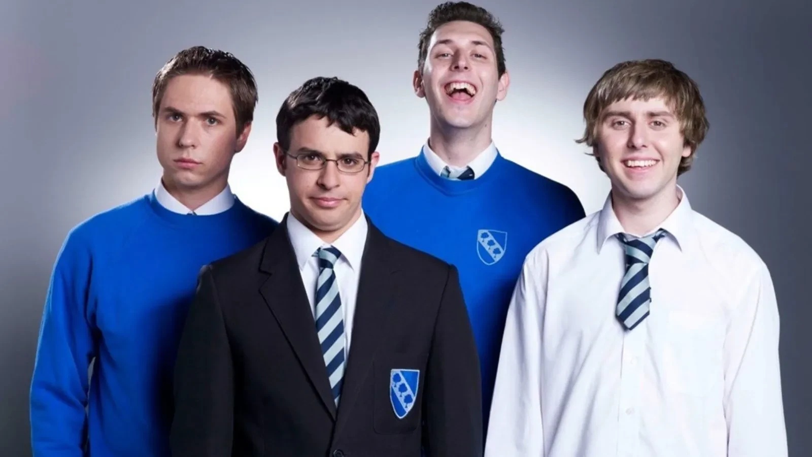 Simon Bird, Joe Thomas, James Buckley and Blake Harrison in The Inbetweeners