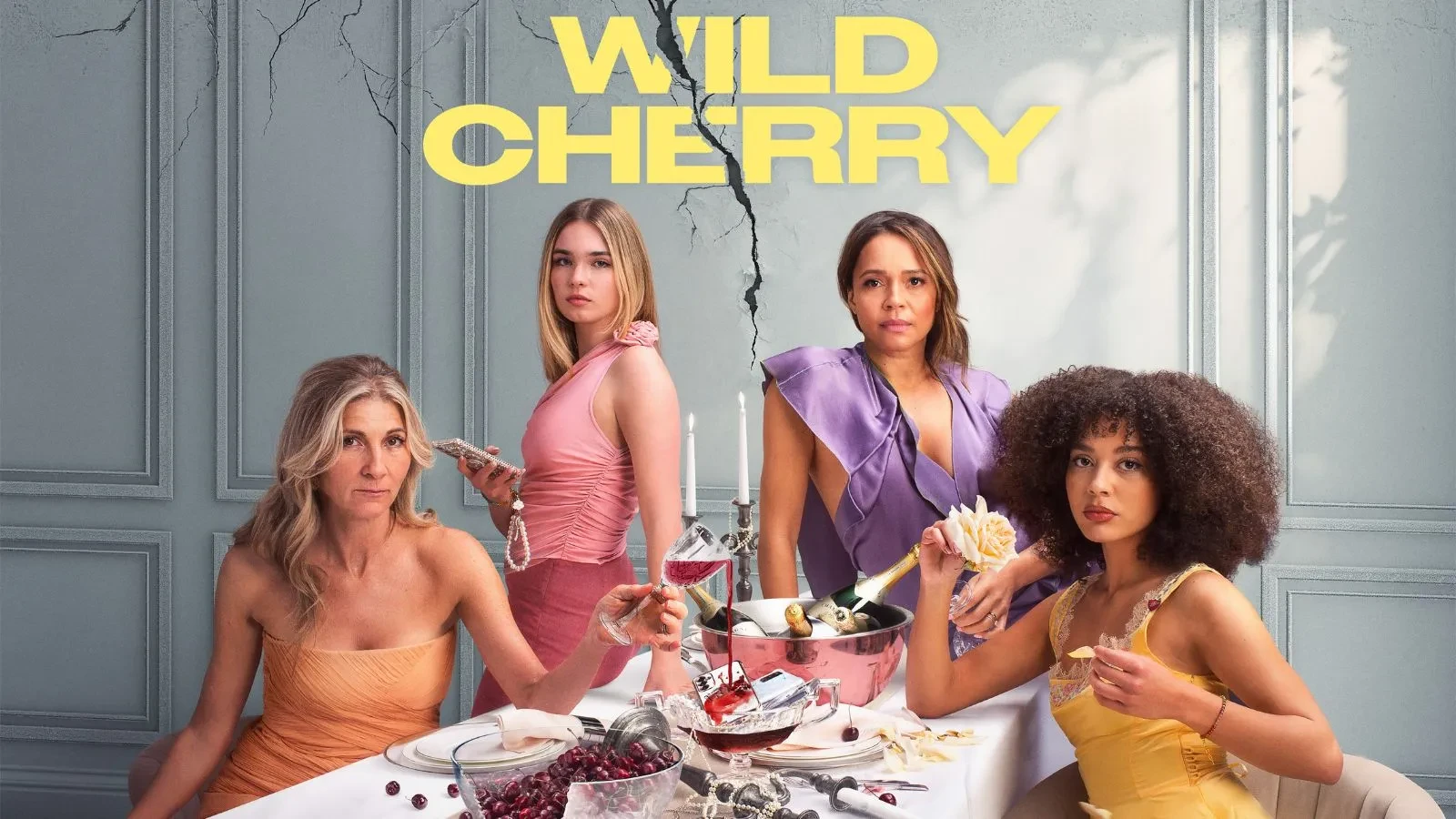 Carmen Ejogo, Eve Best, Imogen Faires and Amelia May sat around a table in Wild Cherry