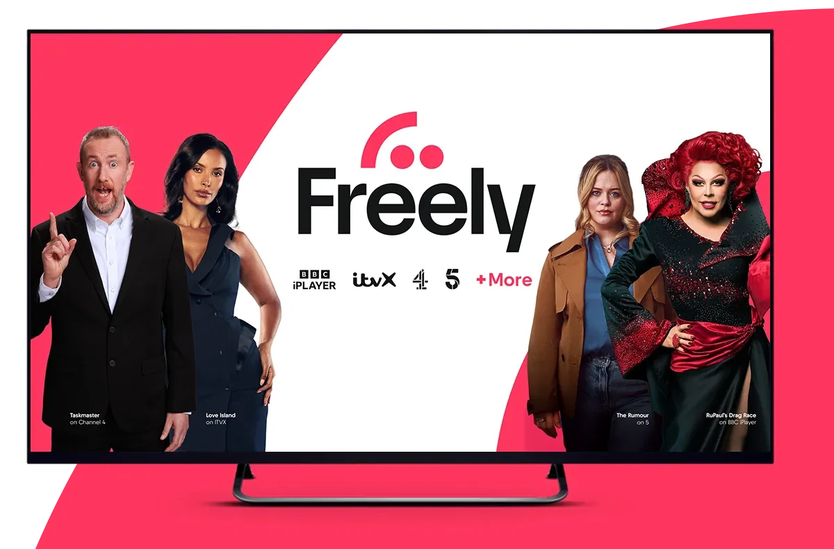 Freely TV showing Alex Horne Maya Jama Emily Atack and La Voix