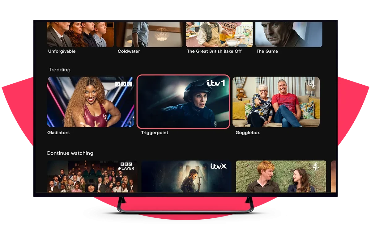  Freely TV showing Gladiators Triggerpoint and Gogglebox