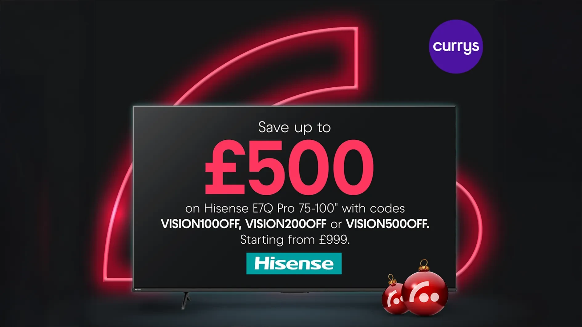 Hisense Currys VisionOff code banner Dec25