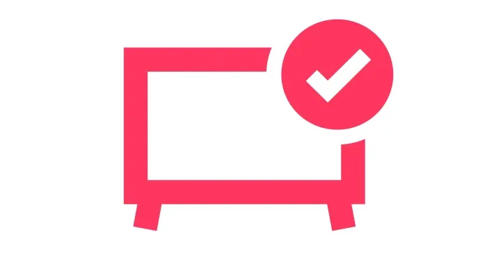 A TV icon with a tick checkmark