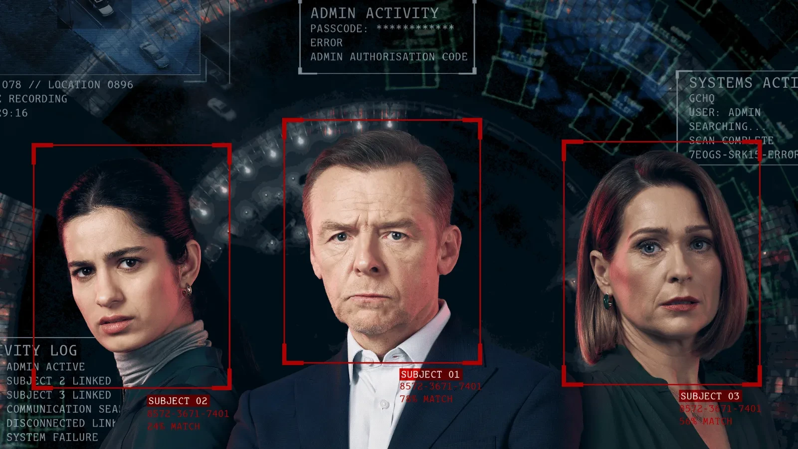 Promotional artwork for The Undeclared War featuring key characters against a digital surveillance and cybersecurity backdrop, highlighting themes of cyber conflict, intelligence operations and national security.